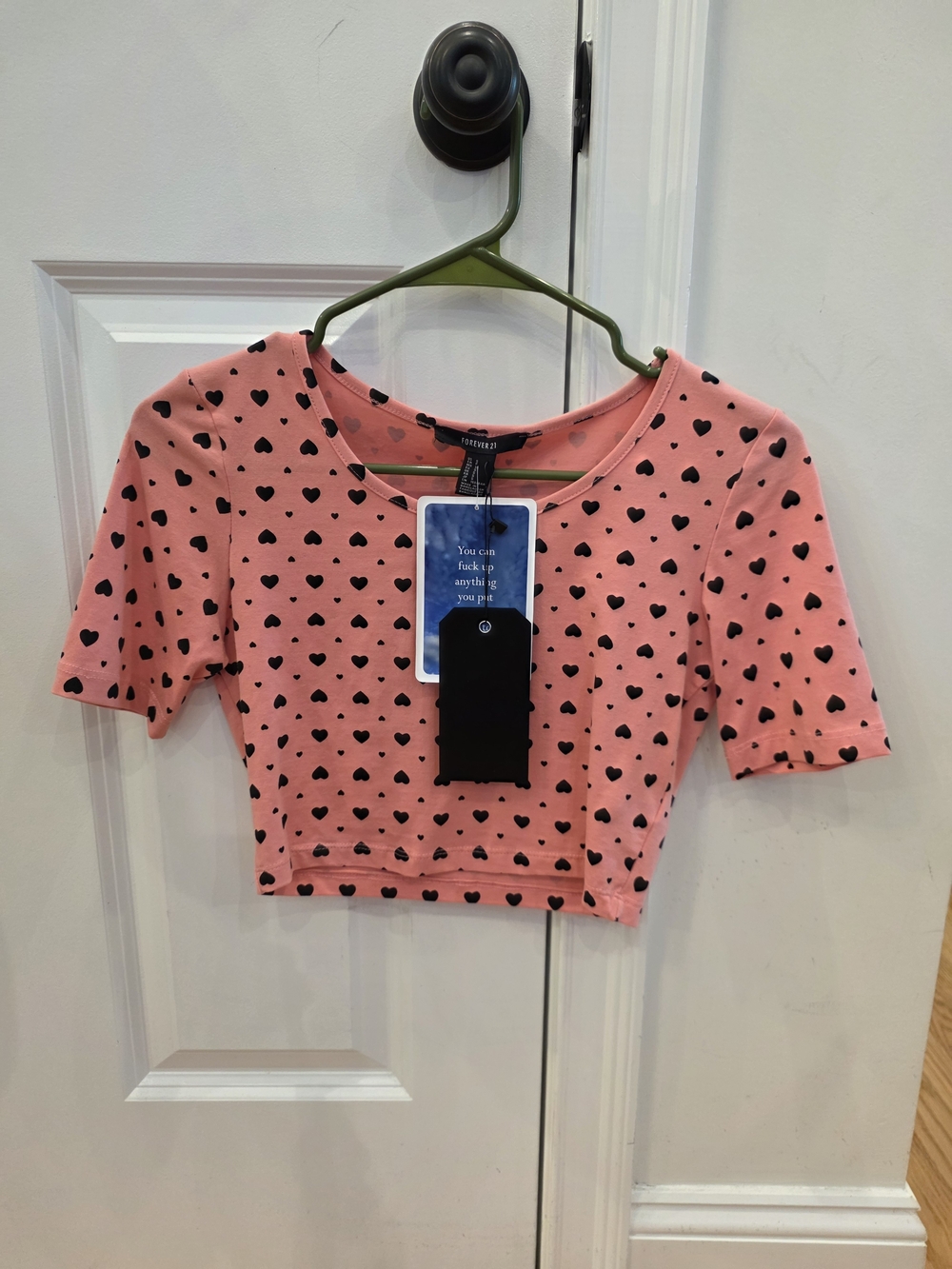 Forever 21 Pink Heart Print Crop Top